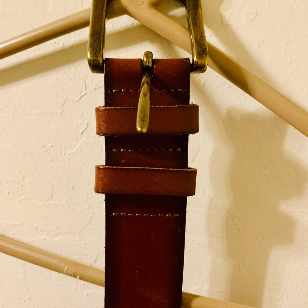 Classic Fossil solid brown brass buckle belt size 34m